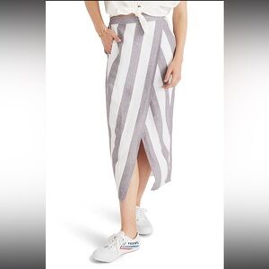 Madewell faux wrap striped overlay skirt size medium m euc worn 2x